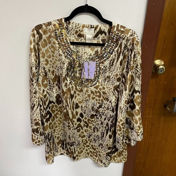 Hot in Hollywood Tops - NWT Hot in Hollywood Blouse 1X Animal Print